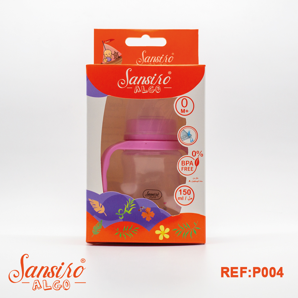 biberon sansiro algo en plastique 150 ml avec bras.