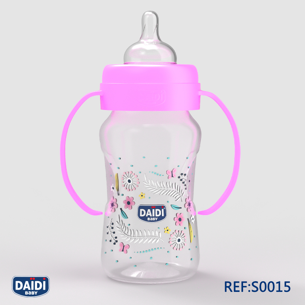 biberon daïdi baby 250 ml en plastique avec bras.