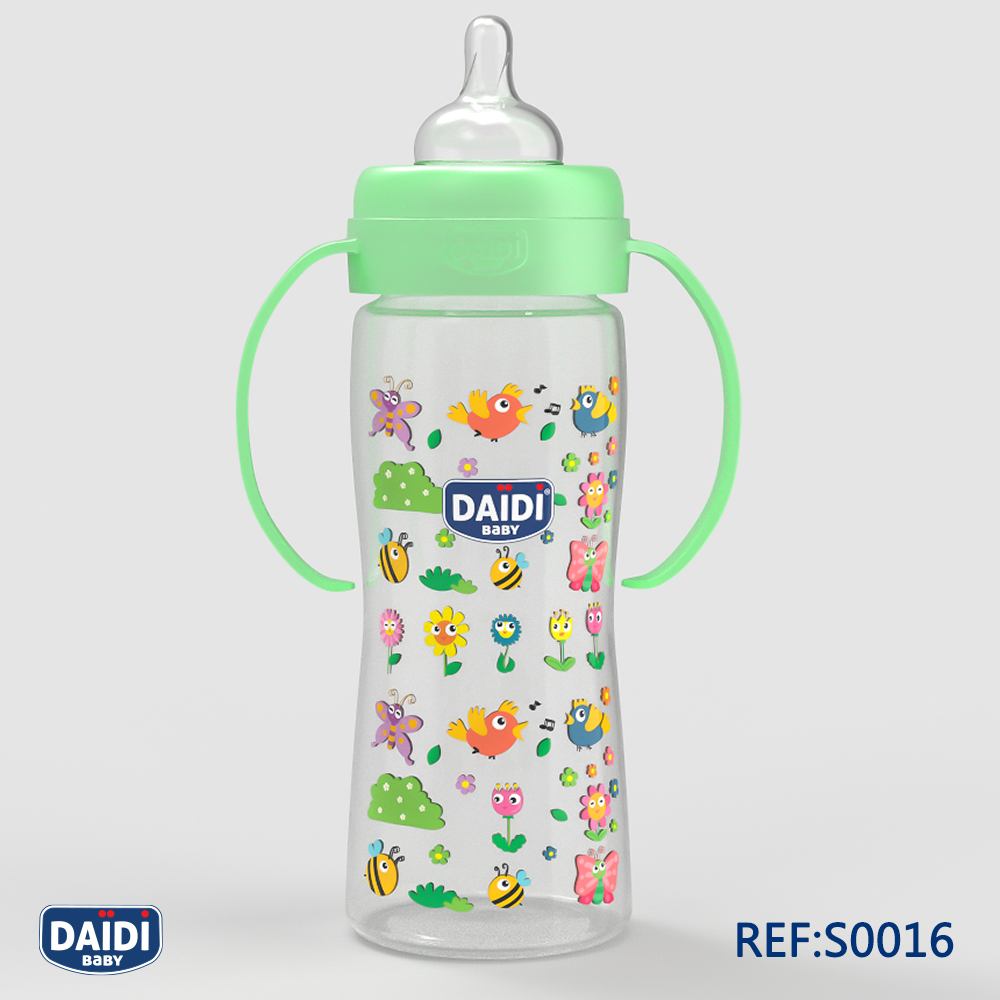 biberon daïdi baby 330 ml en plastique avec bras.