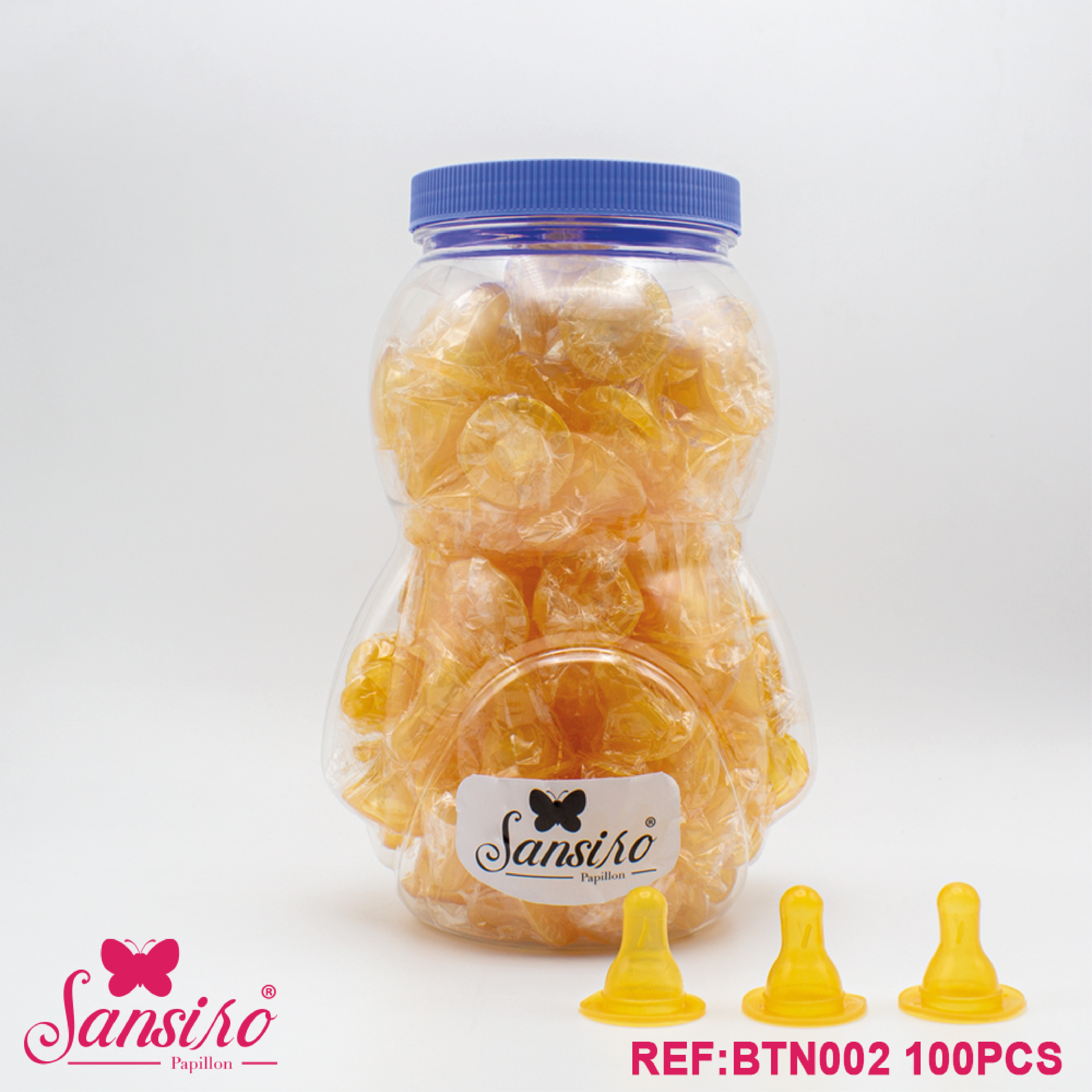 bouteille pour tétine standard en caoutchouc naturel.